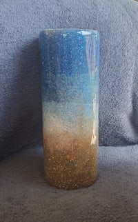 Beach theme glitter tumbler 